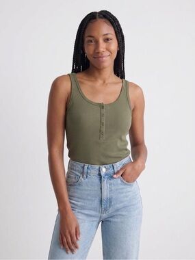 Abercrombie & Fitch Olive Ribbed Henley Tank